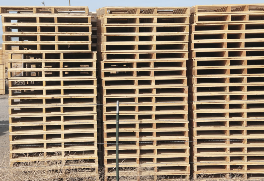stacks of wooden pallets