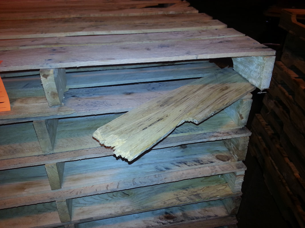 Damaged wooden pallet due to rot